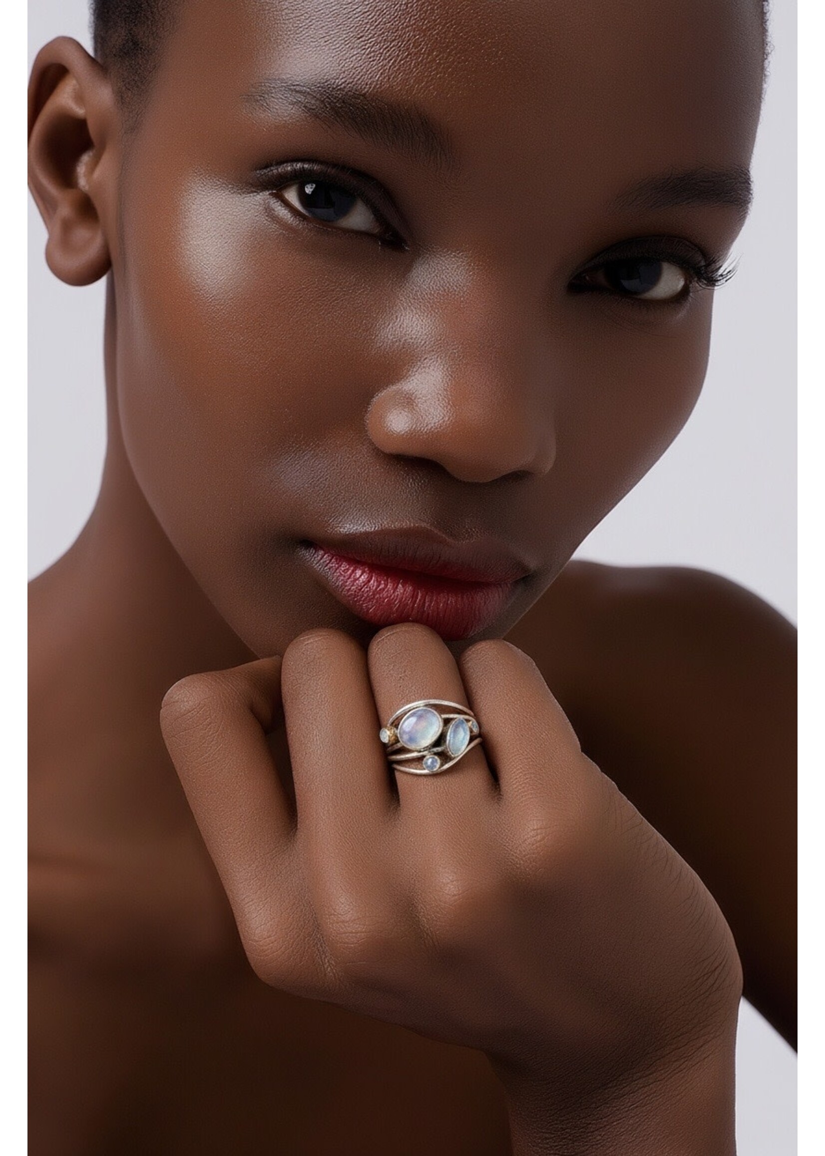 Monica Mehta Designer Ring with 4 Moonstones