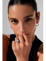 Monica Mehta Designer Sterling Silver Ring w Moonstome & Blue Topaz Sz 7