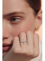 Sterling Silver Ring Cross w CZ - 6