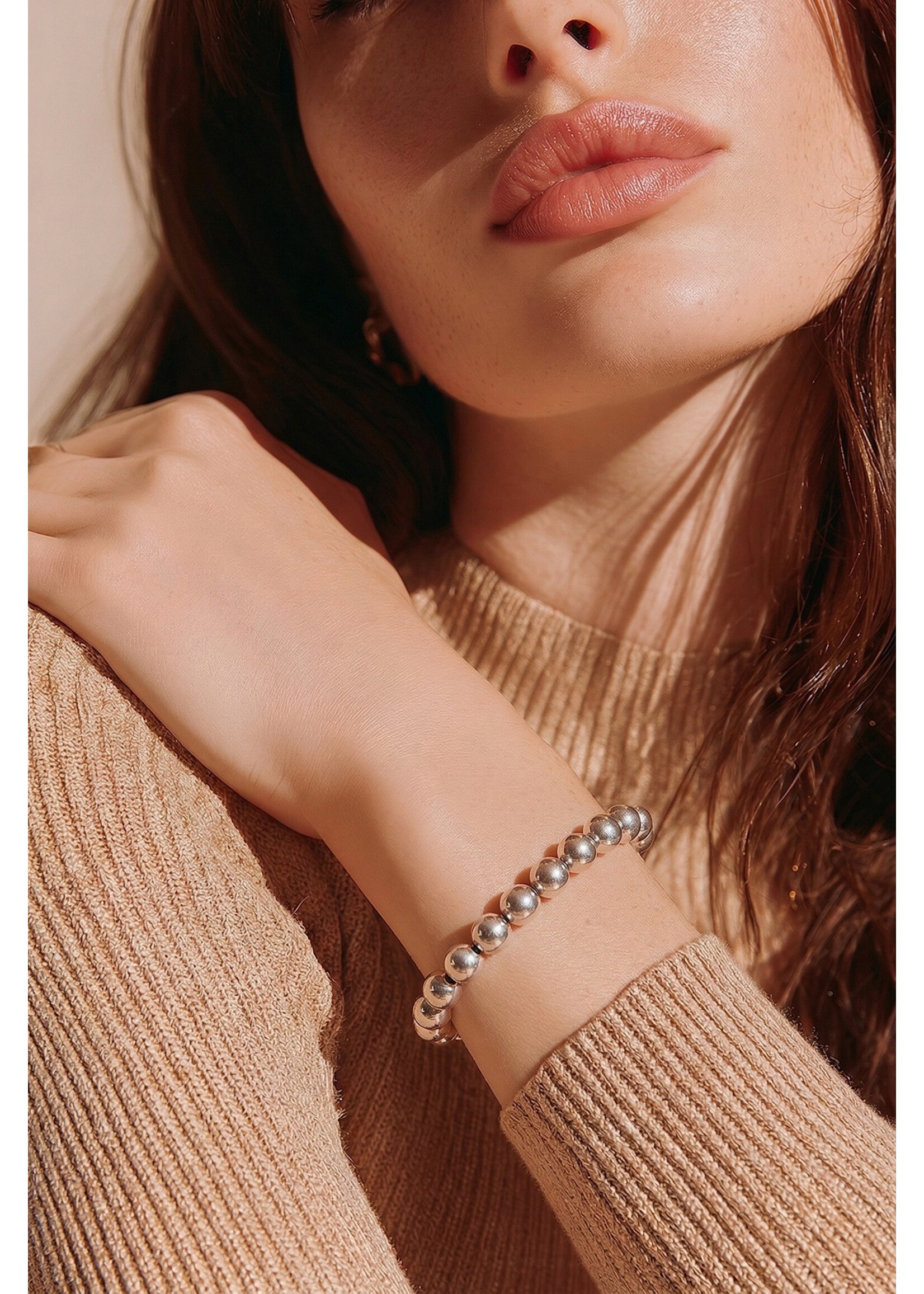 Sterling Silver Shiny Ball Bracelet 6mm