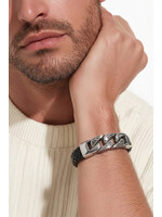 MEN’S LEATHER BRACELET WITH STAINLESS STEEL LOCK, 8.5 INCHES.