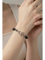 Faceted Onyx Bracelet w Sterling Closure  (NOT STRETCHY)