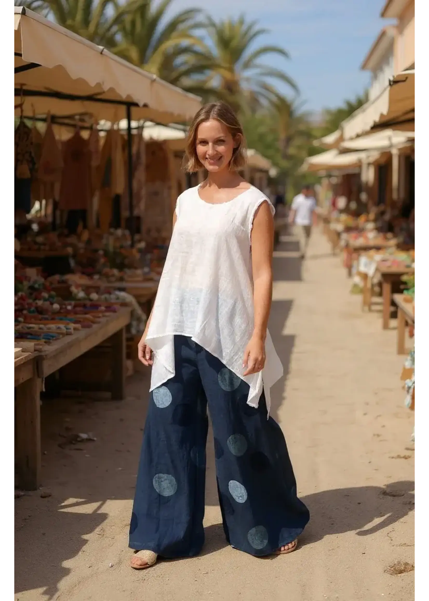 WH FRAY EDGE LINEN TANK