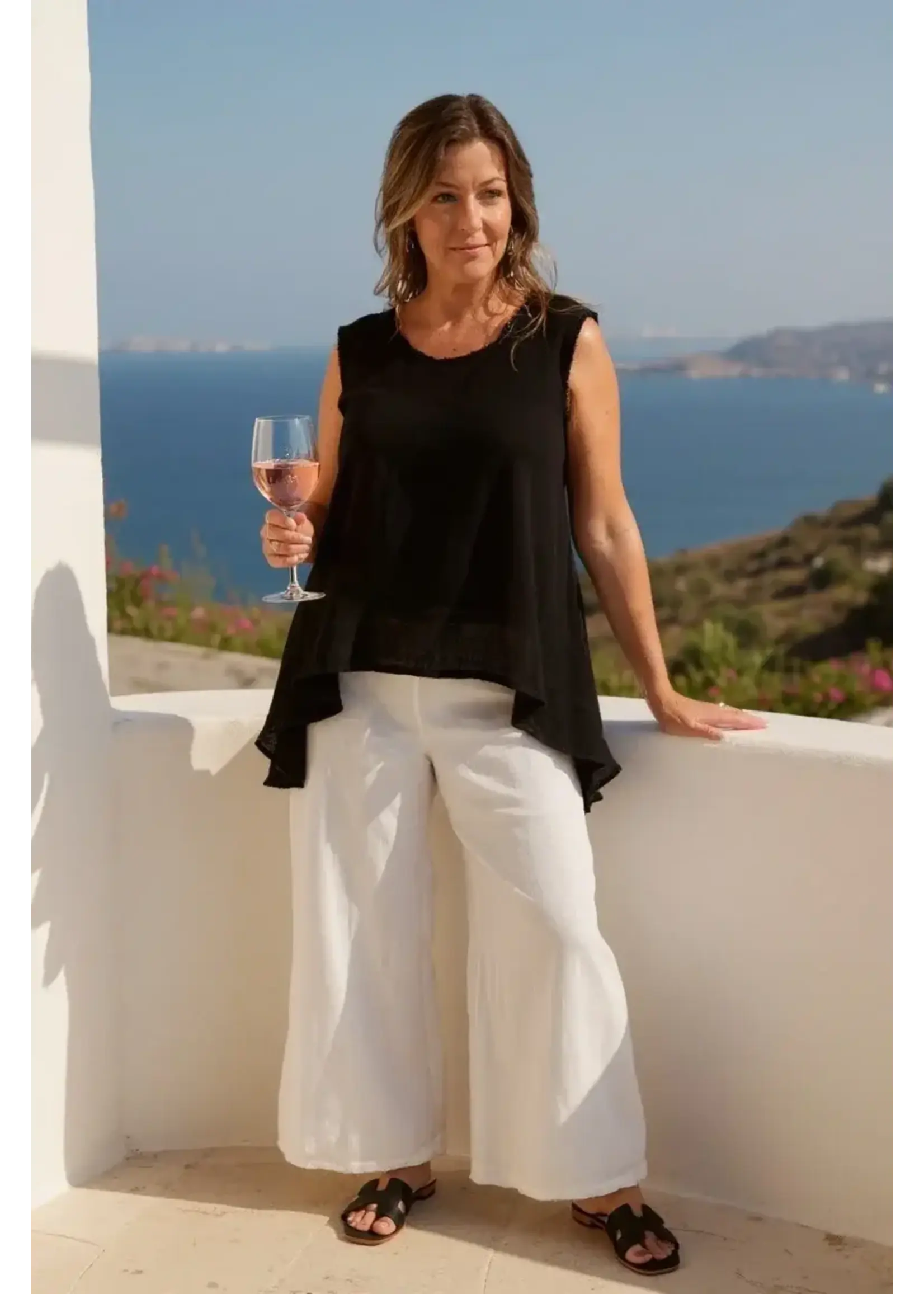 BK FRAY EDGE LINEN TANK