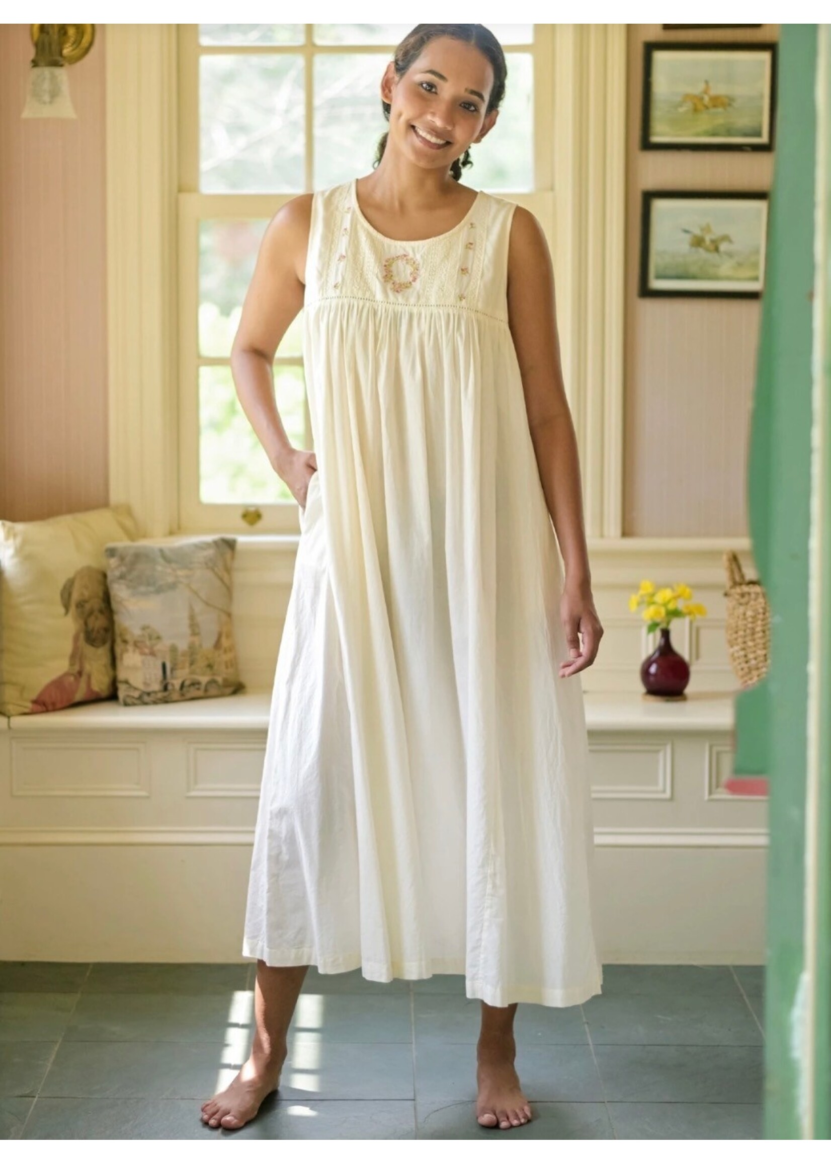 April Cornell Pocket Posies Nighty - Ecru