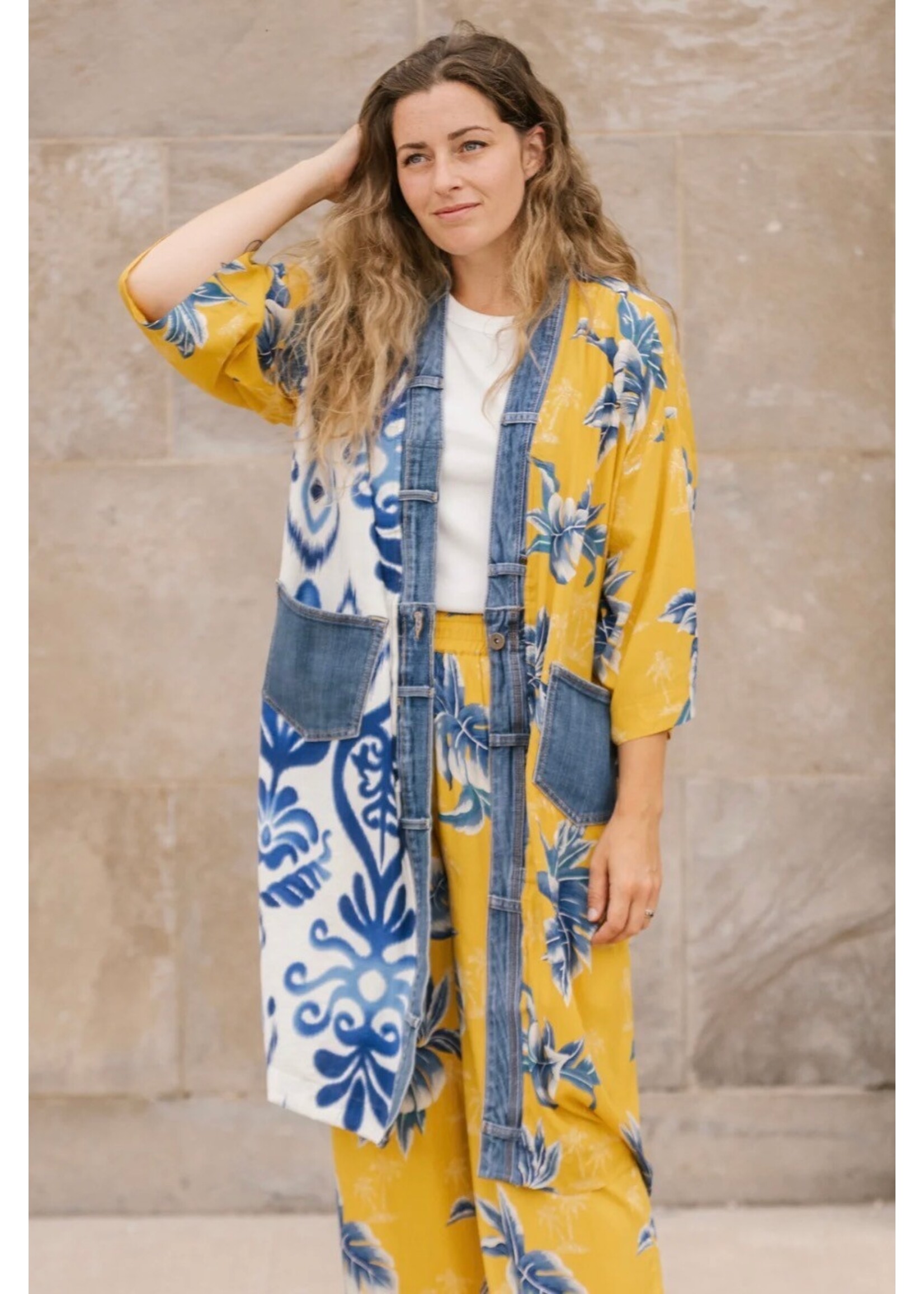 Shannon Passero Janis Cardigan Yellow Palm Mix