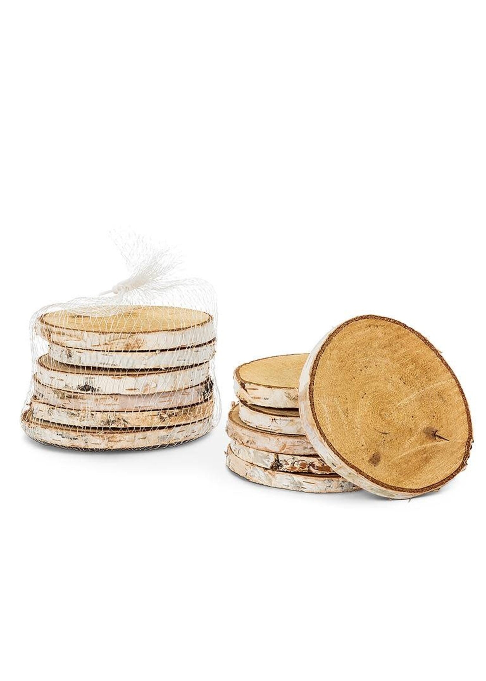 Natural Birch Coasters/Discs. Set of 6