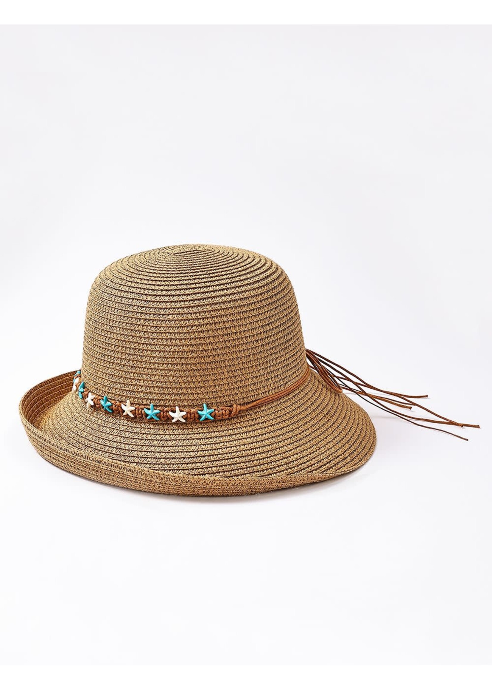 Medium Brim Sun Hat with Starfish Embellishments
