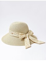 Ribbon Sun Hat Sand w Polka Dot ribbon