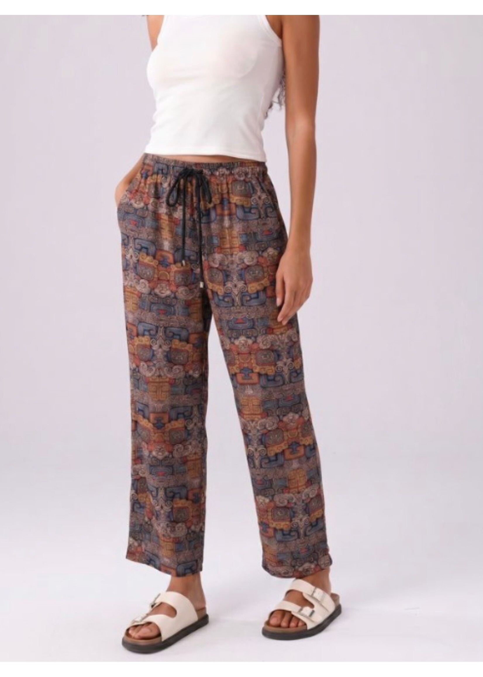 Stretchy Summer Pants - Gold/Blue