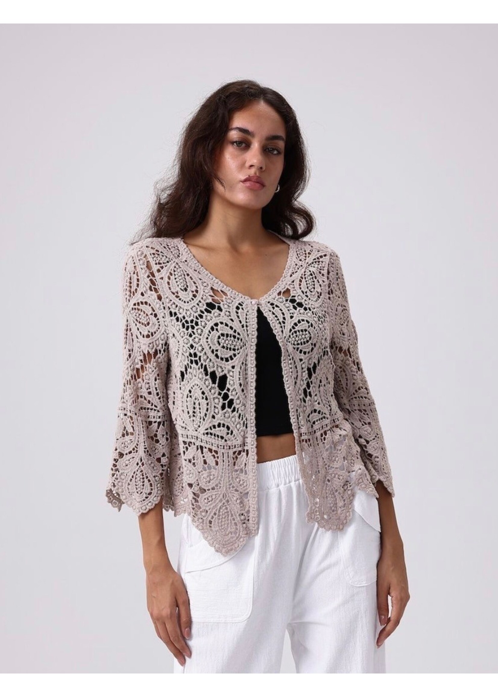 Crochet Cardigan Taupe