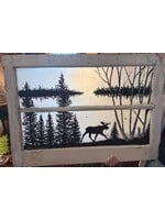 Vintage window 28” x 21” Moose & Birch