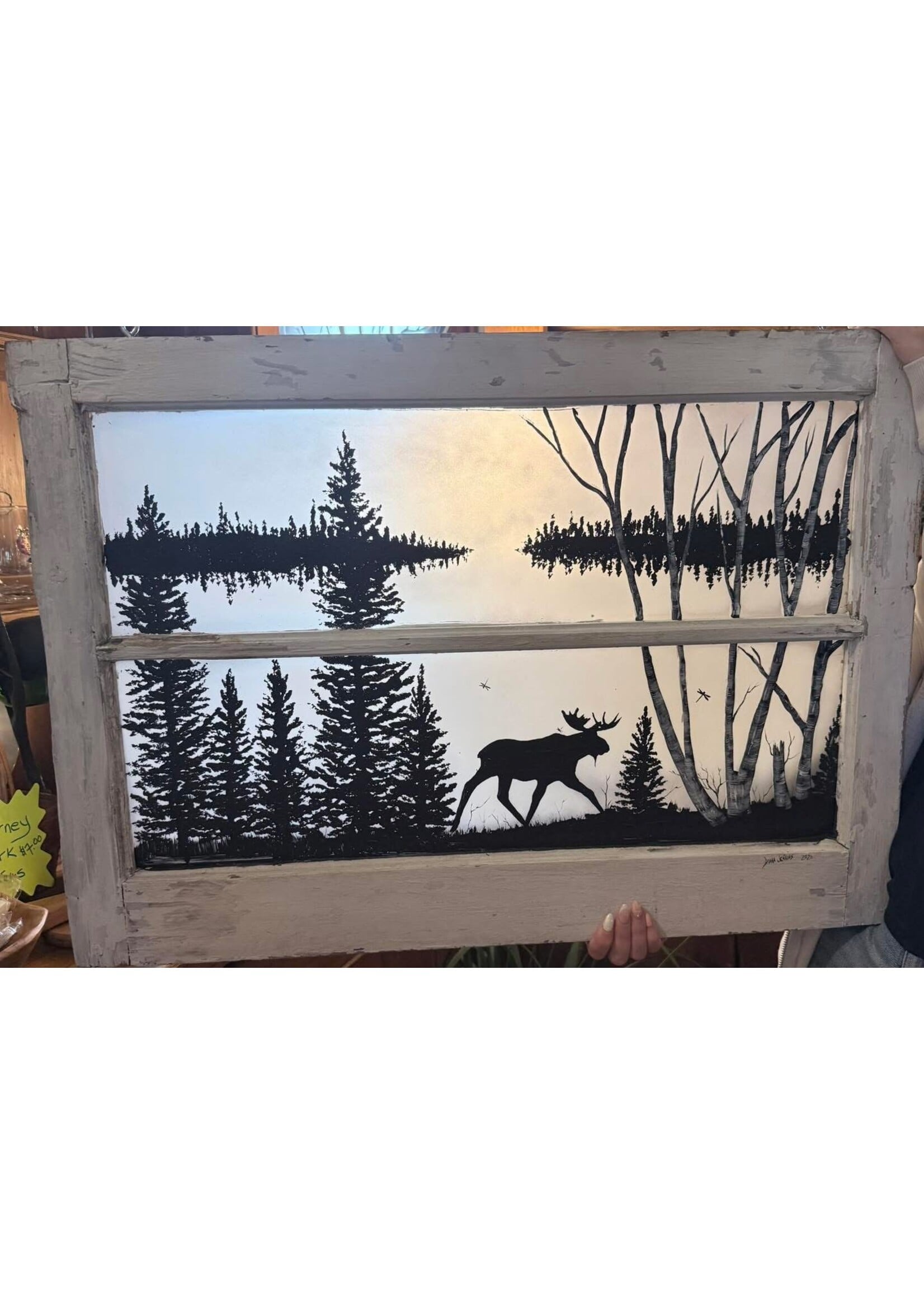 Vintage window 28” x 21” Moose & Birch
