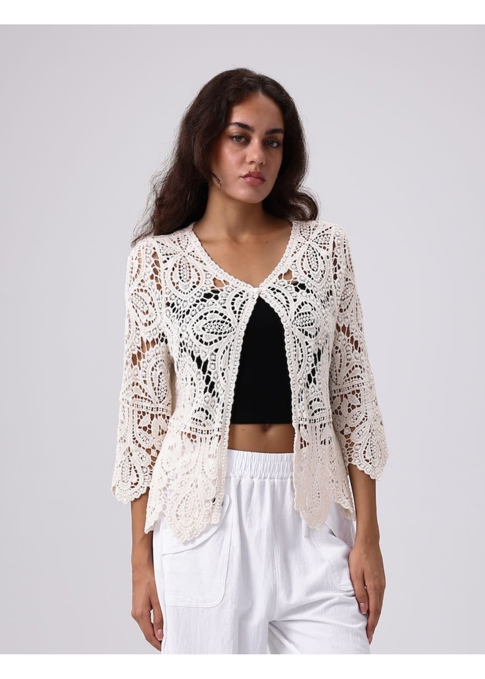 Crochet Cardigan - Cream 75