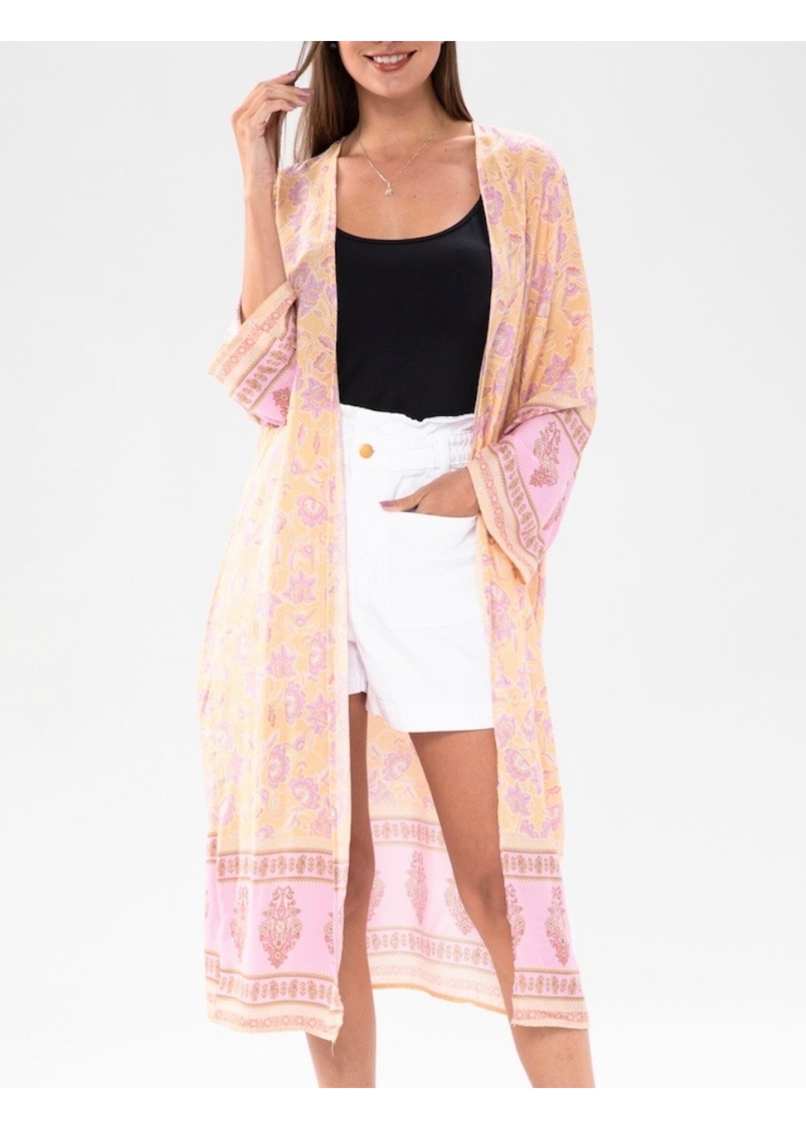 Long Sleeve Floral Kimono