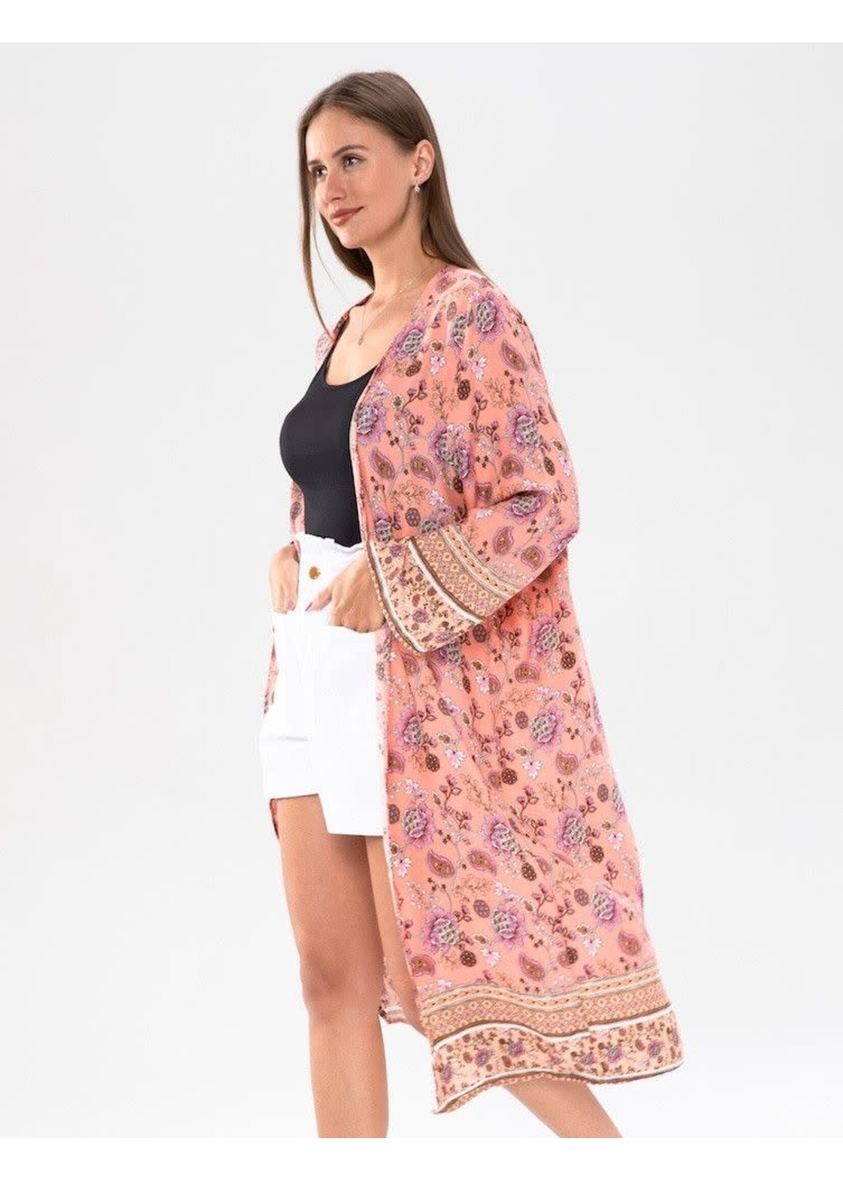 Long Sleeve Floral Kimono 196