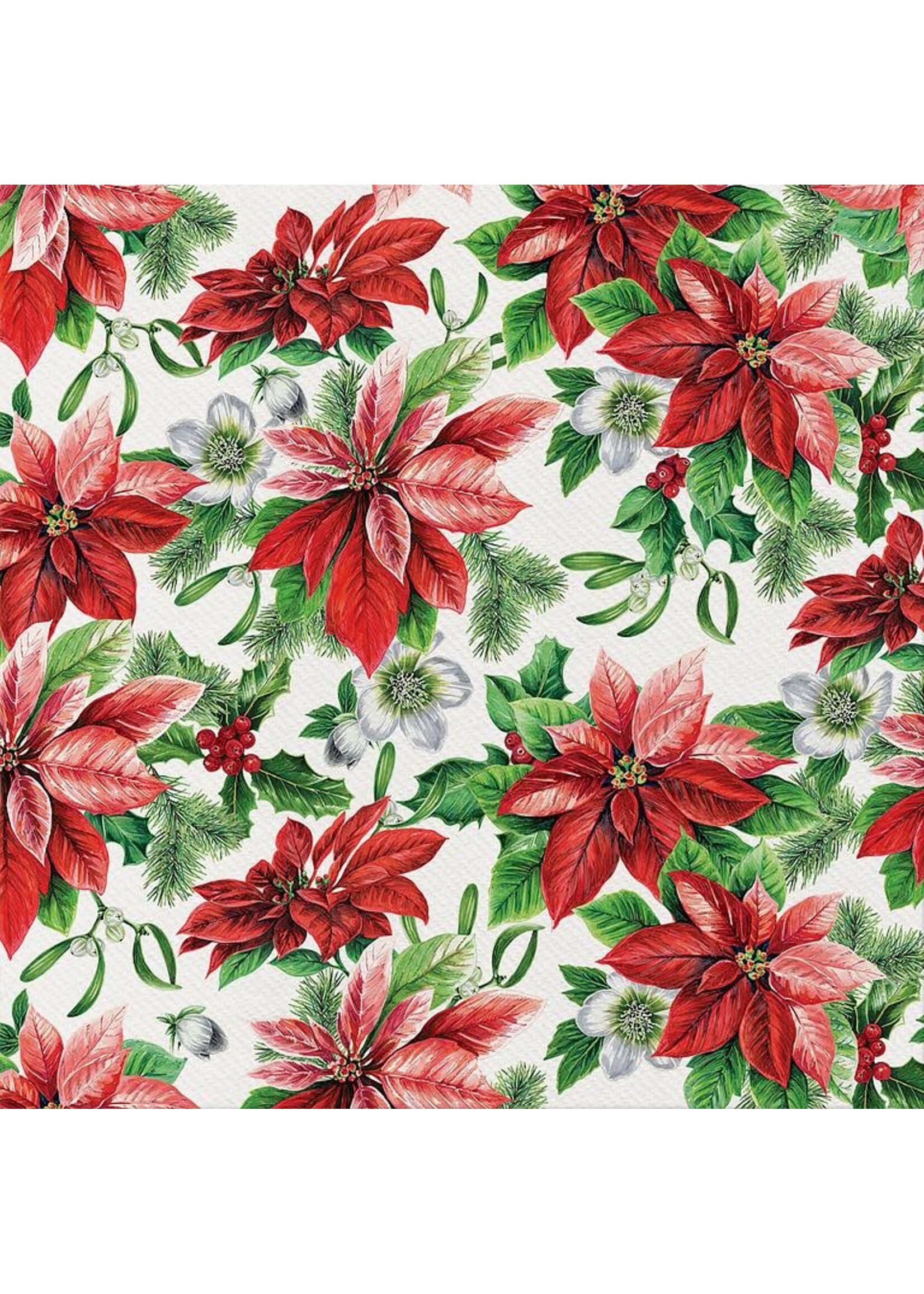 Poinsettia Dinner Napkins. Pack of 12