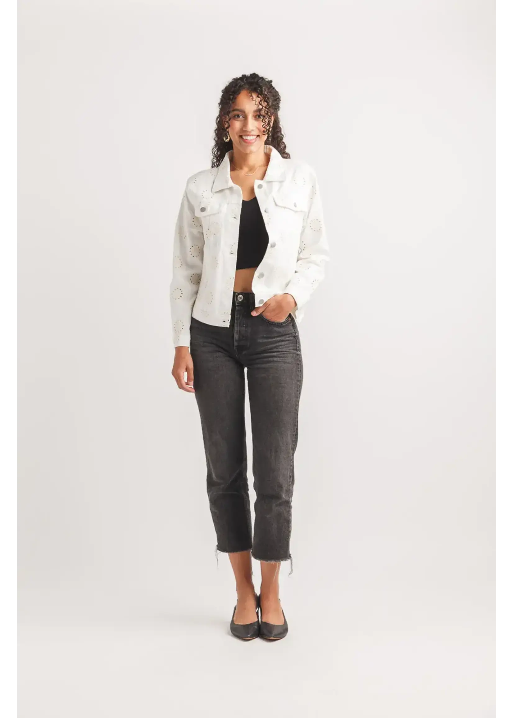 EYELET DETAIL DENIM JACKET