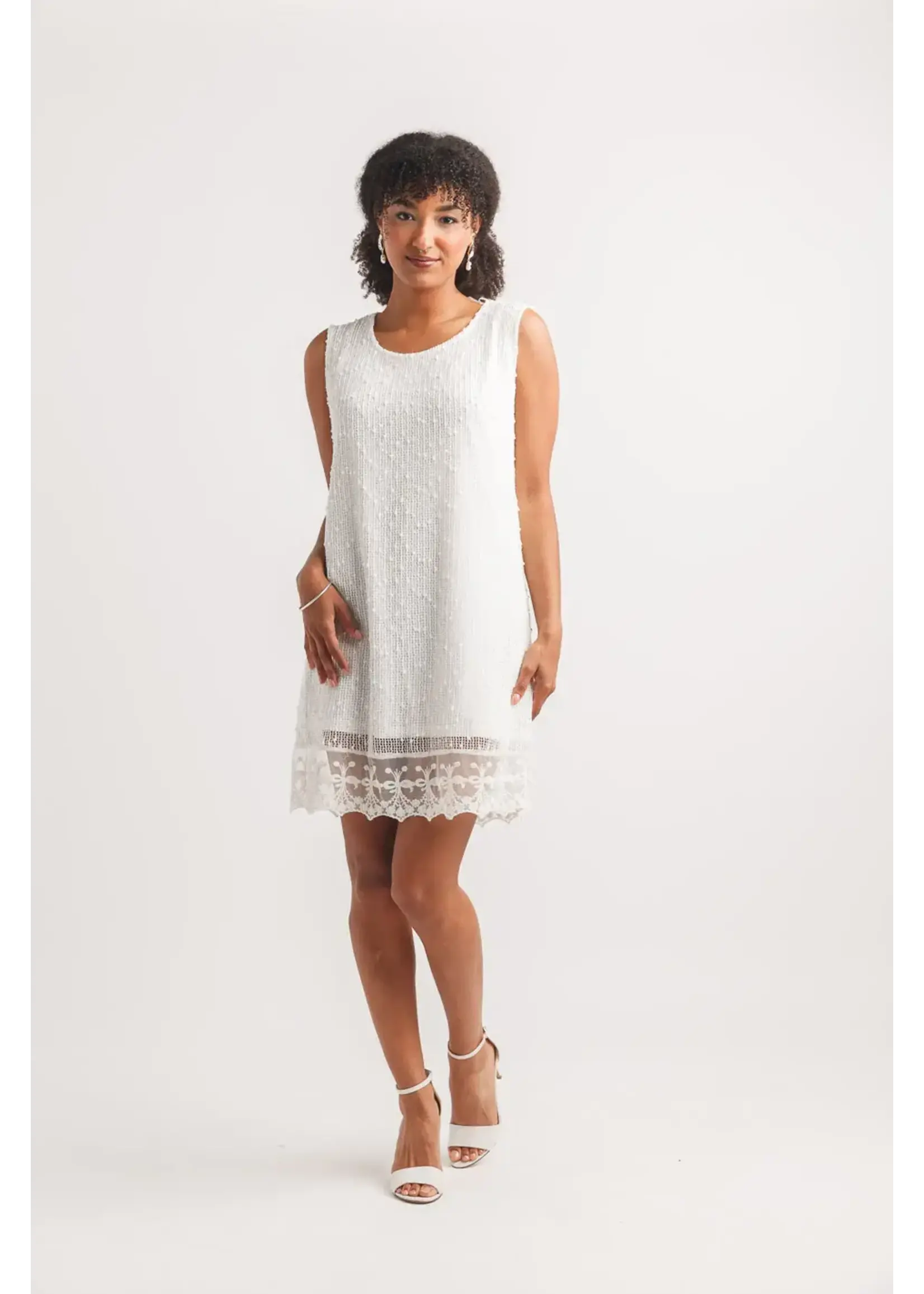 MESH DRESS WITH LACE TRIM