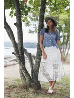 Rose Crochet Embroidered Skirt with Elastic Waist