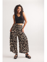 Leopard Print Wide Leg Pants with Wide Elastic Waistband Sz  XL