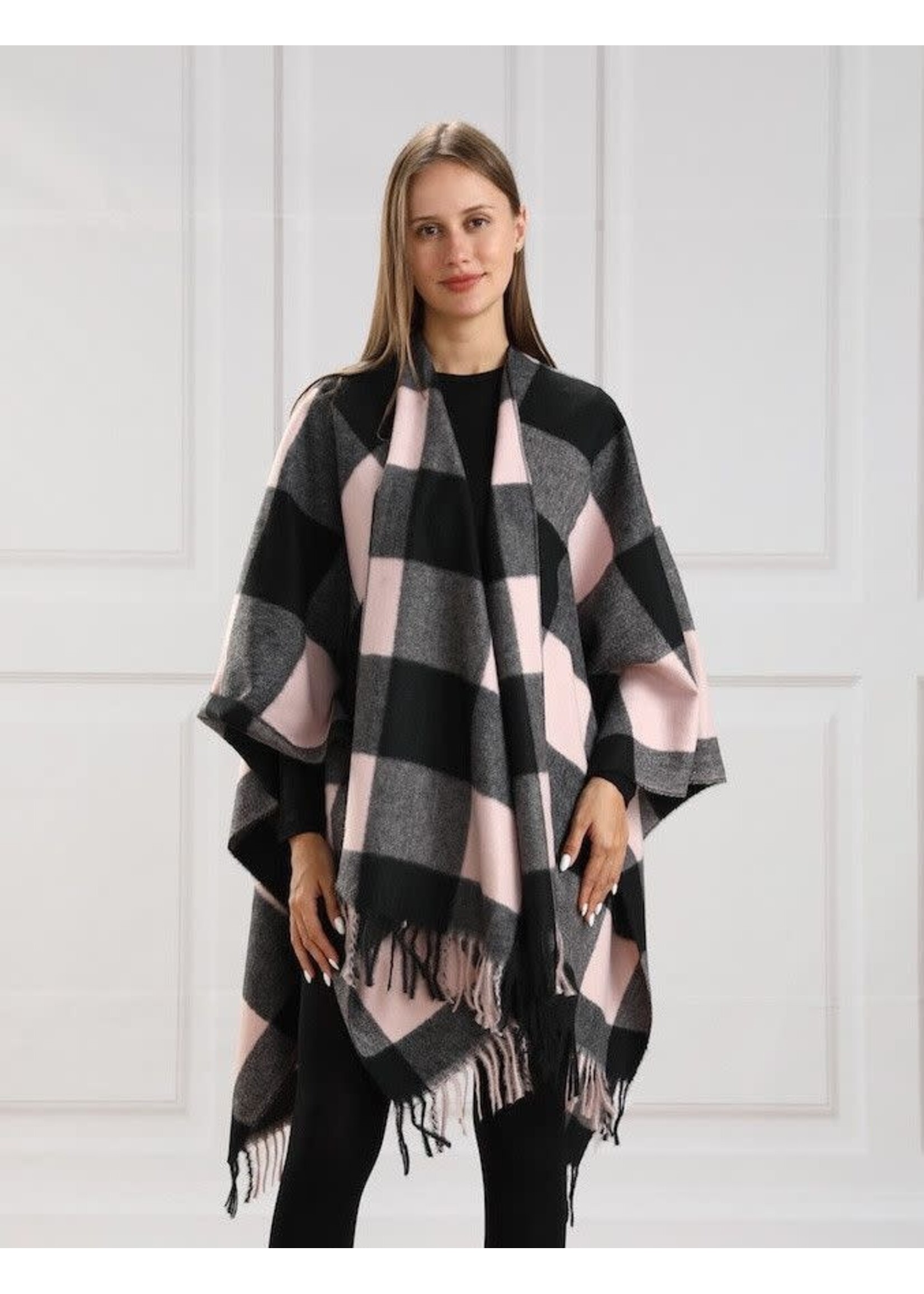 Plaid Cape - Pink & Black