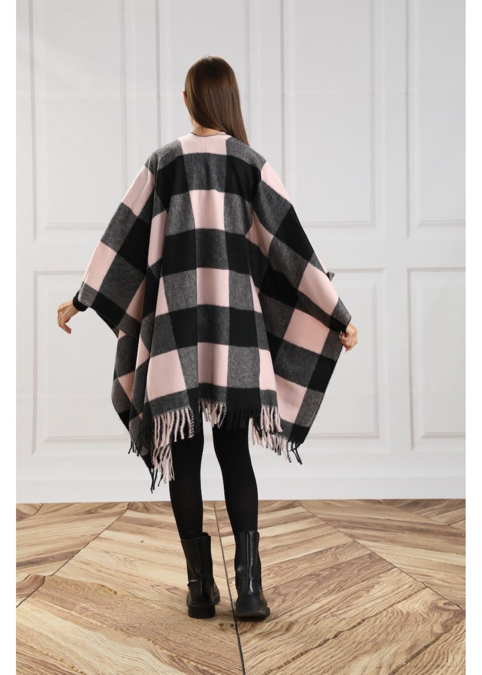 Plaid Cape - Pink & Black