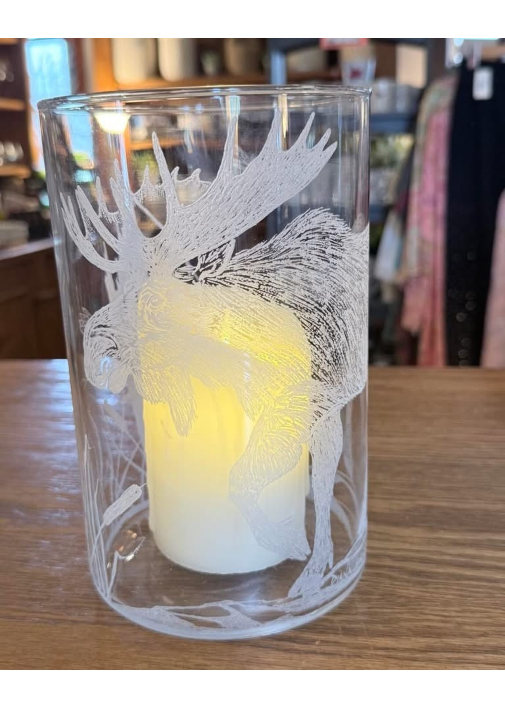 Diana Jenkins Hand Etched Lantern w Moose