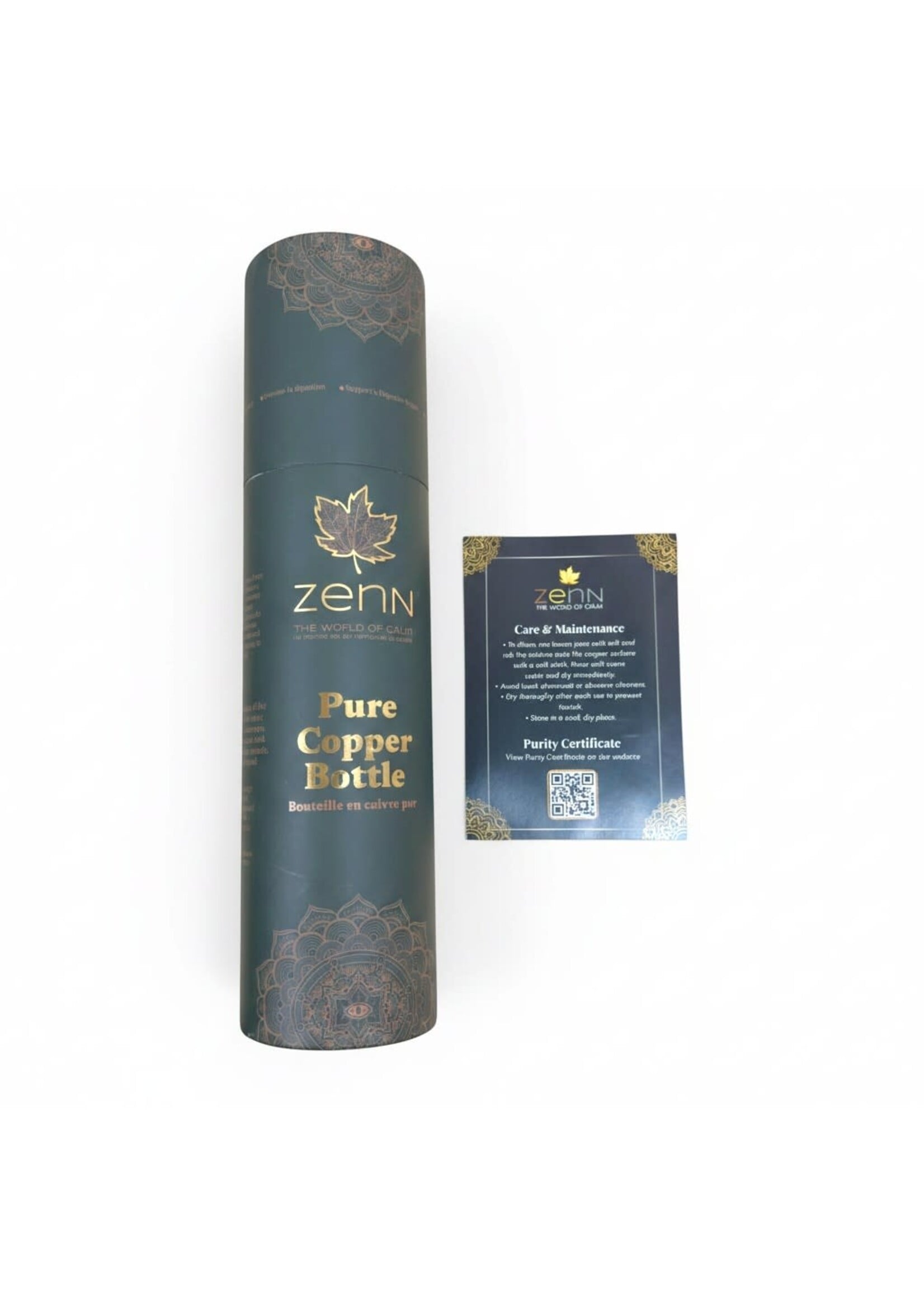 ZenN Pure Copper Antique Dark Engraved Bottle, 900 ml/ 30oz
