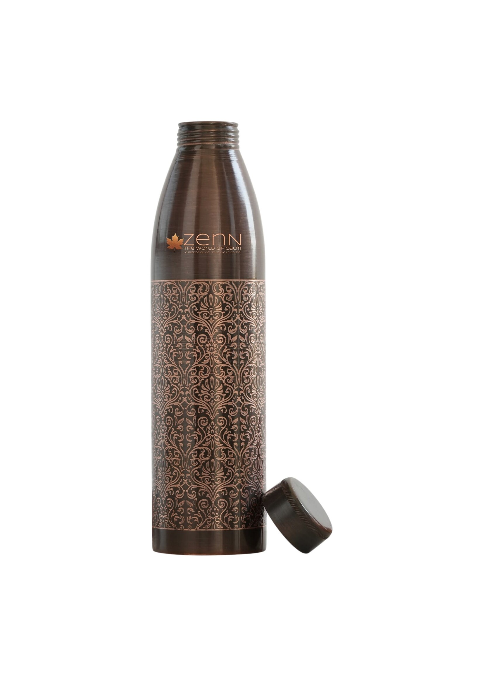 ZenN Pure Copper Antique Dark Engraved Bottle, 900 ml/ 30oz