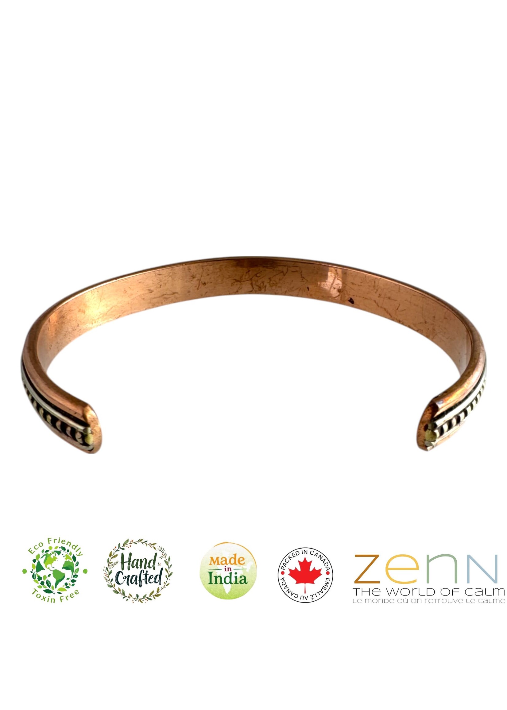 ZenN Pure Copper Magnetic Beaded Two-Tone Cuff Bracelet
