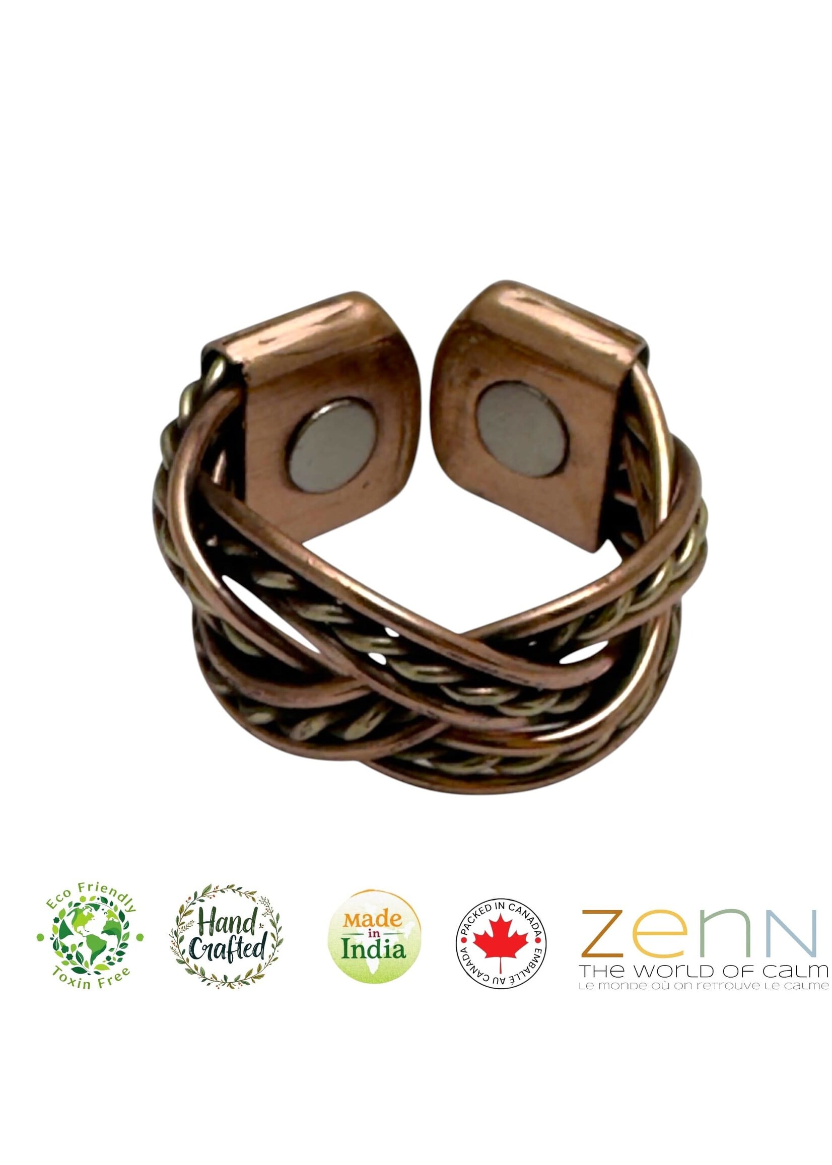 ZenN Pure Copper Magnetic Ring Triple Braid Healing Cuff
