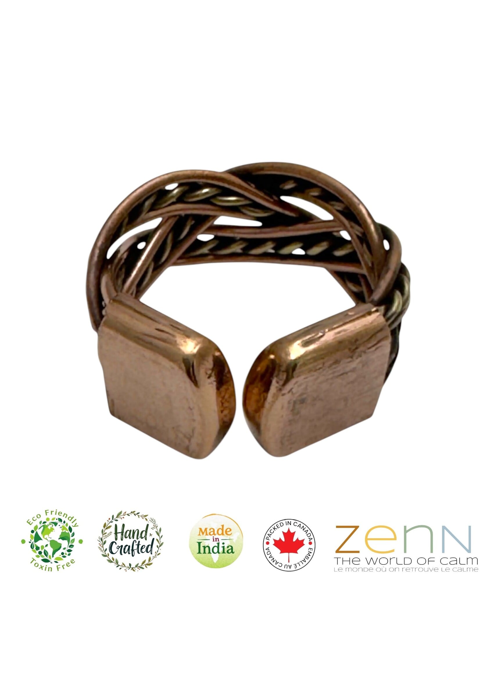 ZenN Pure Copper Magnetic Ring Triple Braid Healing Cuff