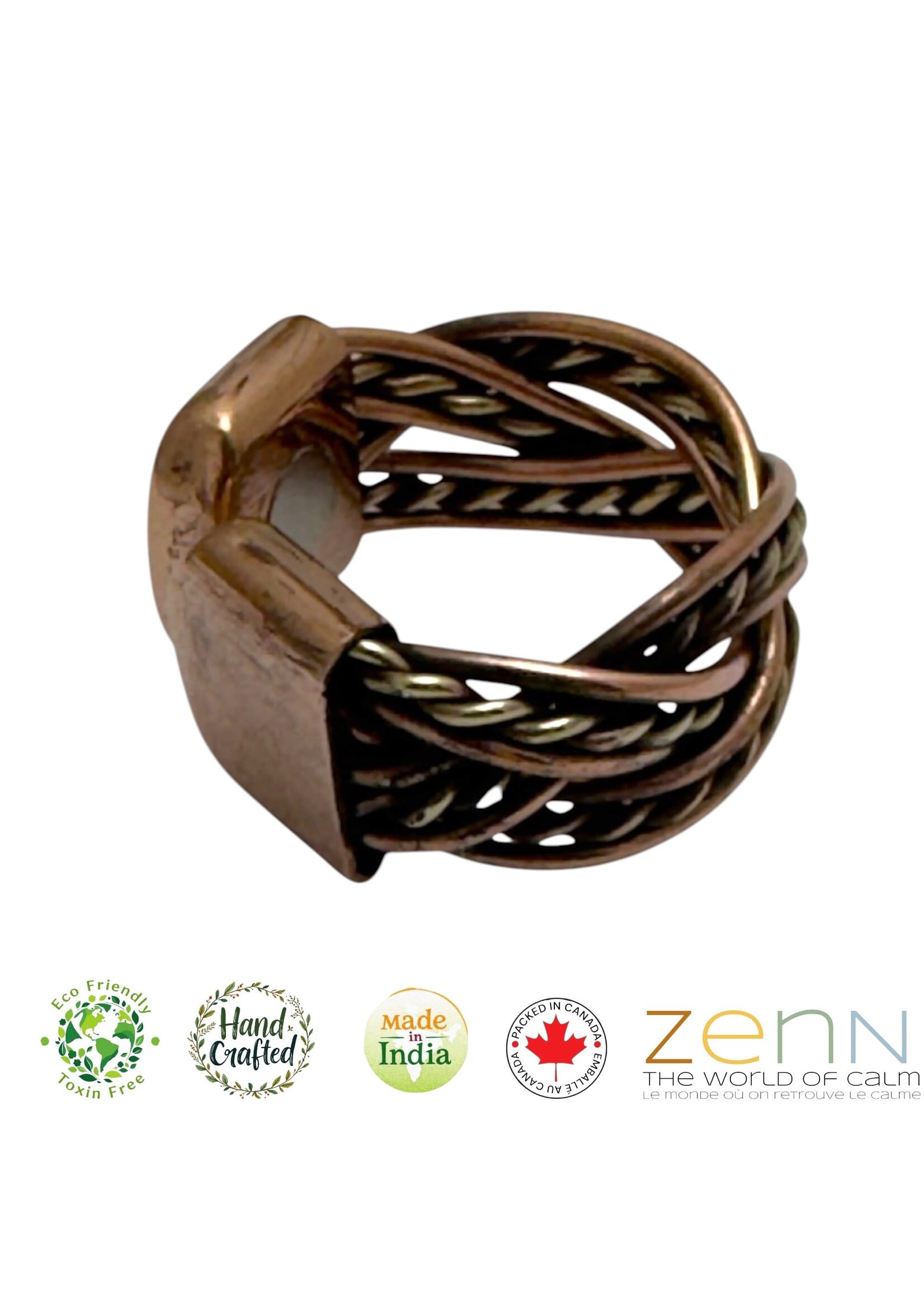 ZenN Pure Copper Magnetic Ring Triple Braid Healing Cuff