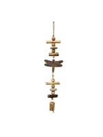 Driftwood Bell Chime - Dragonfly Engraved Natural 18"