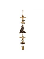 Driftwood Bell Chime - Wolf Howling Engraved Natural 18"