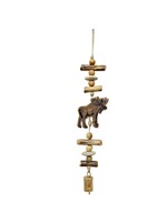 Driftwood Bell Chime - Moose Engraved Natural 18"