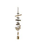 Driftwood Bell Chime - Birdie White Wash 18"