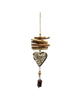 Driftwood Bell Chimes - Heart Vintage White 18"