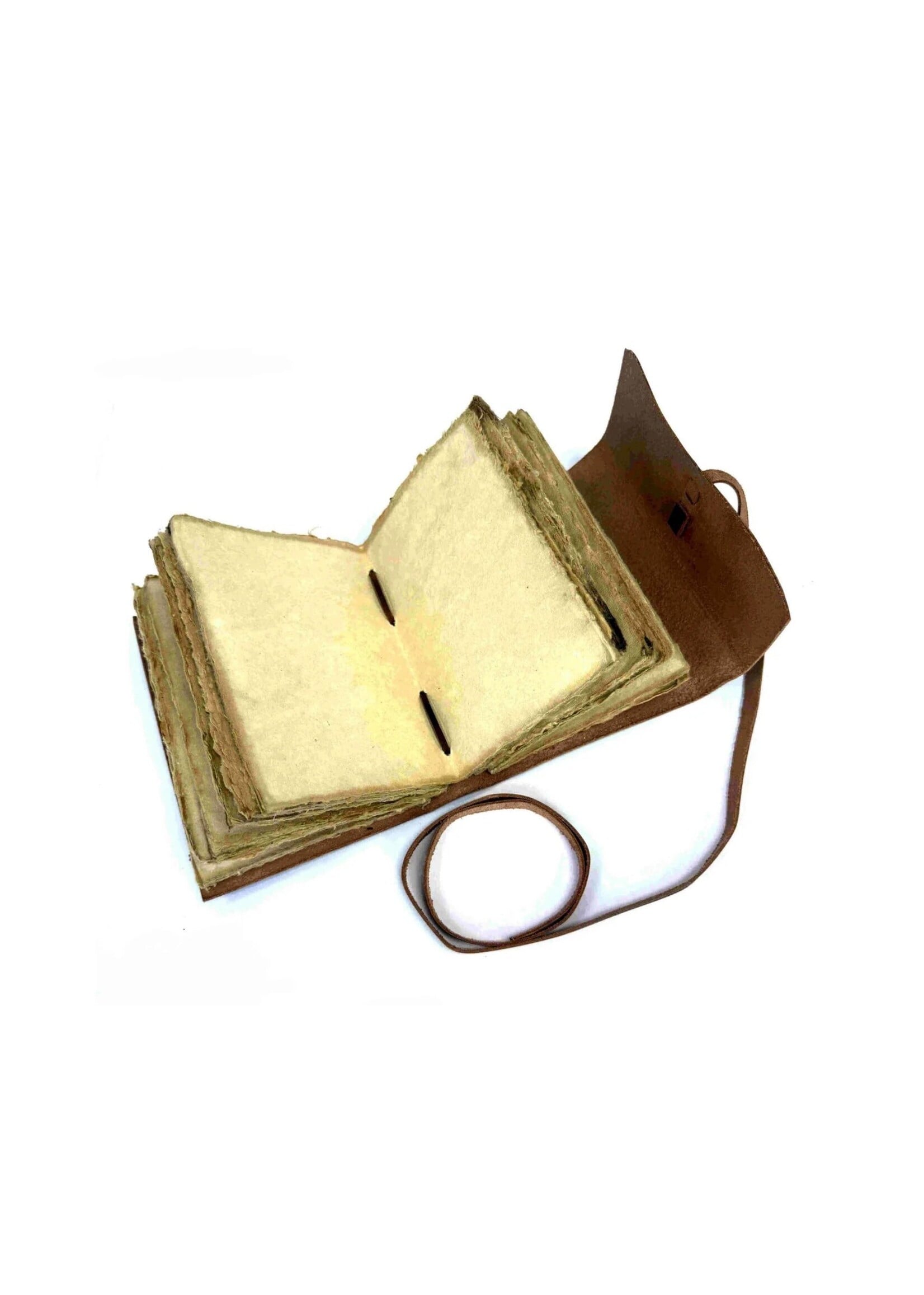 Leather Journal Notebook - Oil Tanned Dragonfly Vintage Deckled Edge Paper