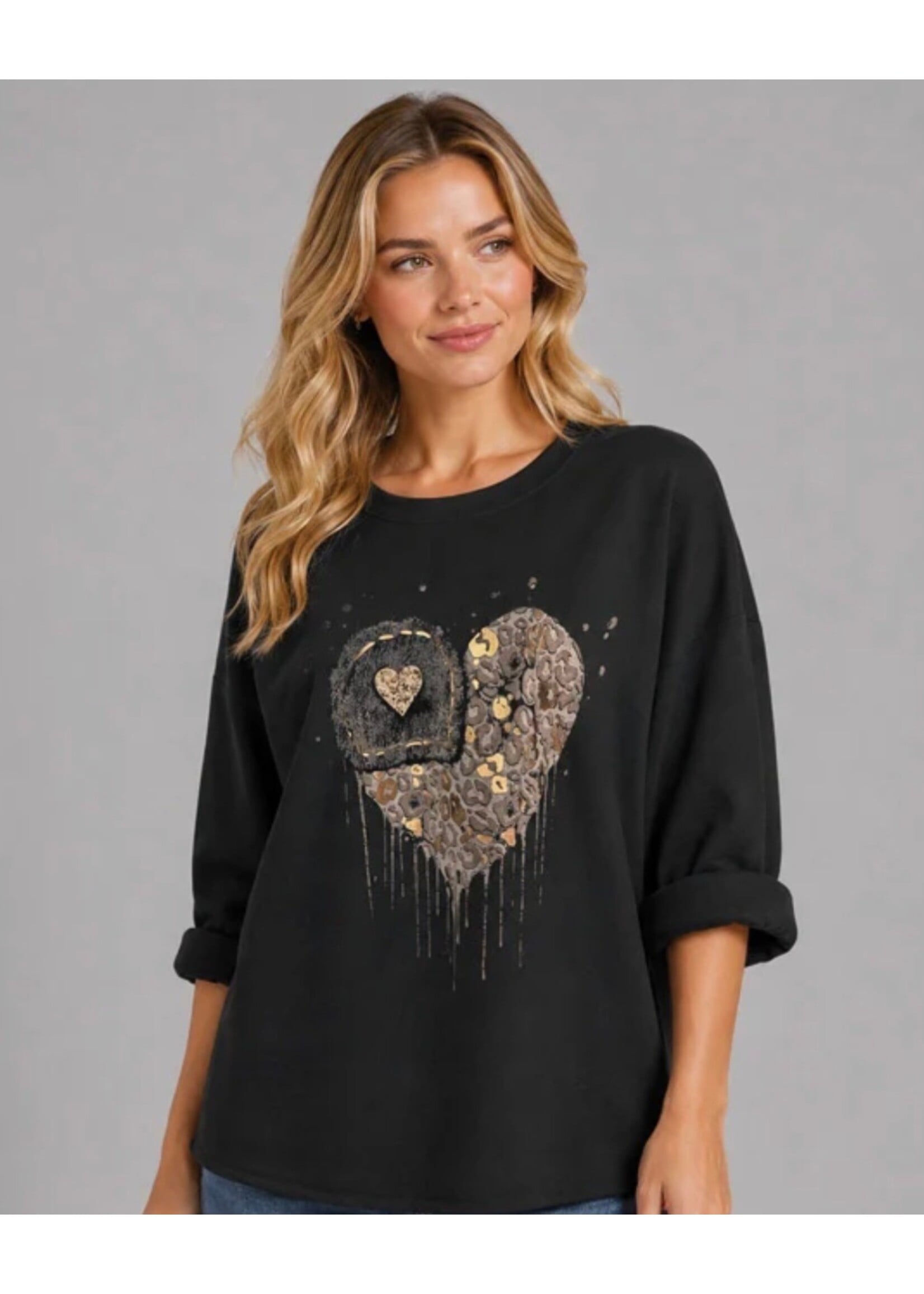 Golden Wild Heart Pullover - Black