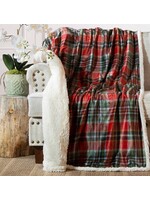 Carstens Rust and Sage plaid plush throw