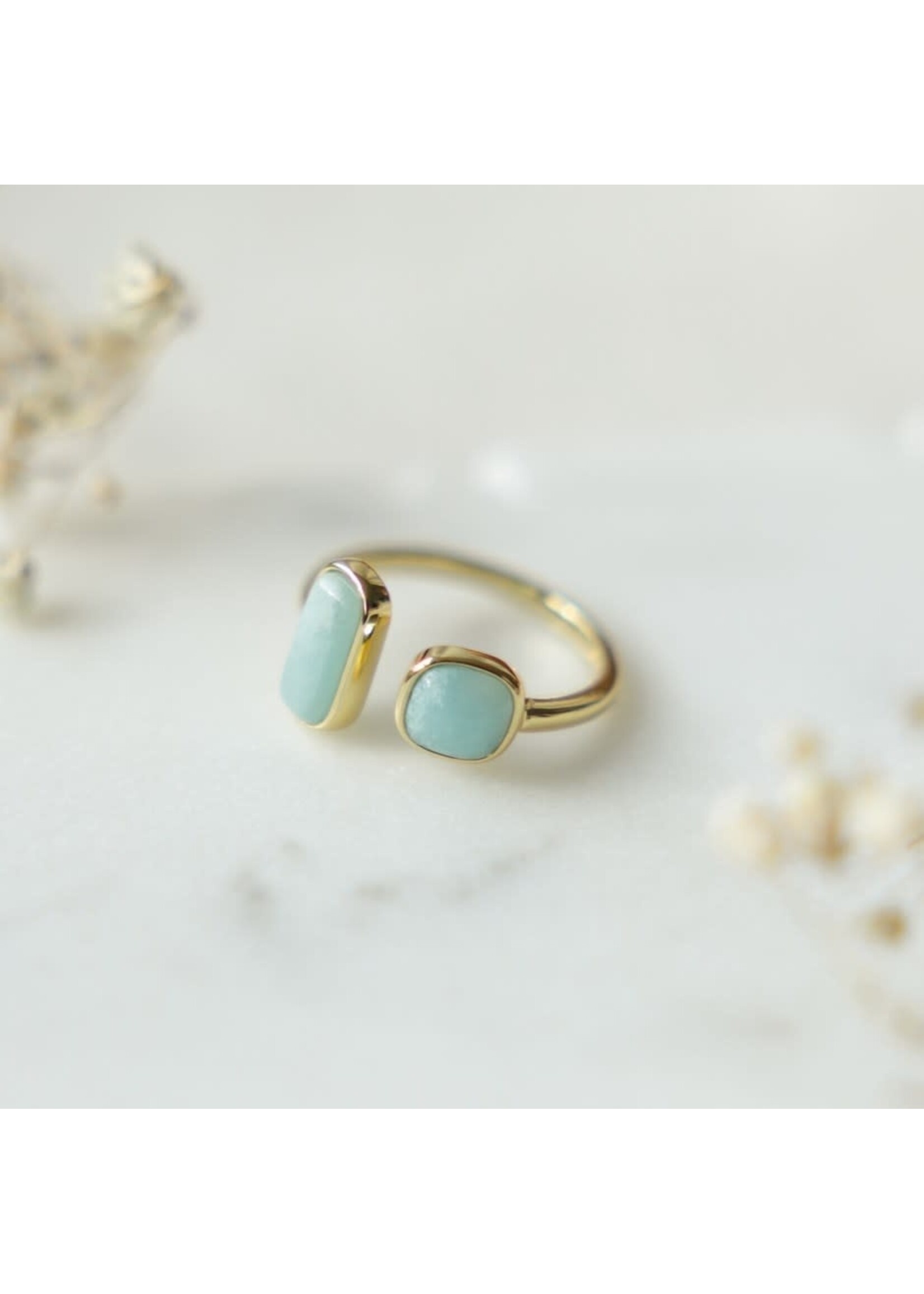 Glee Stone Sister Ring-gold-amazonite