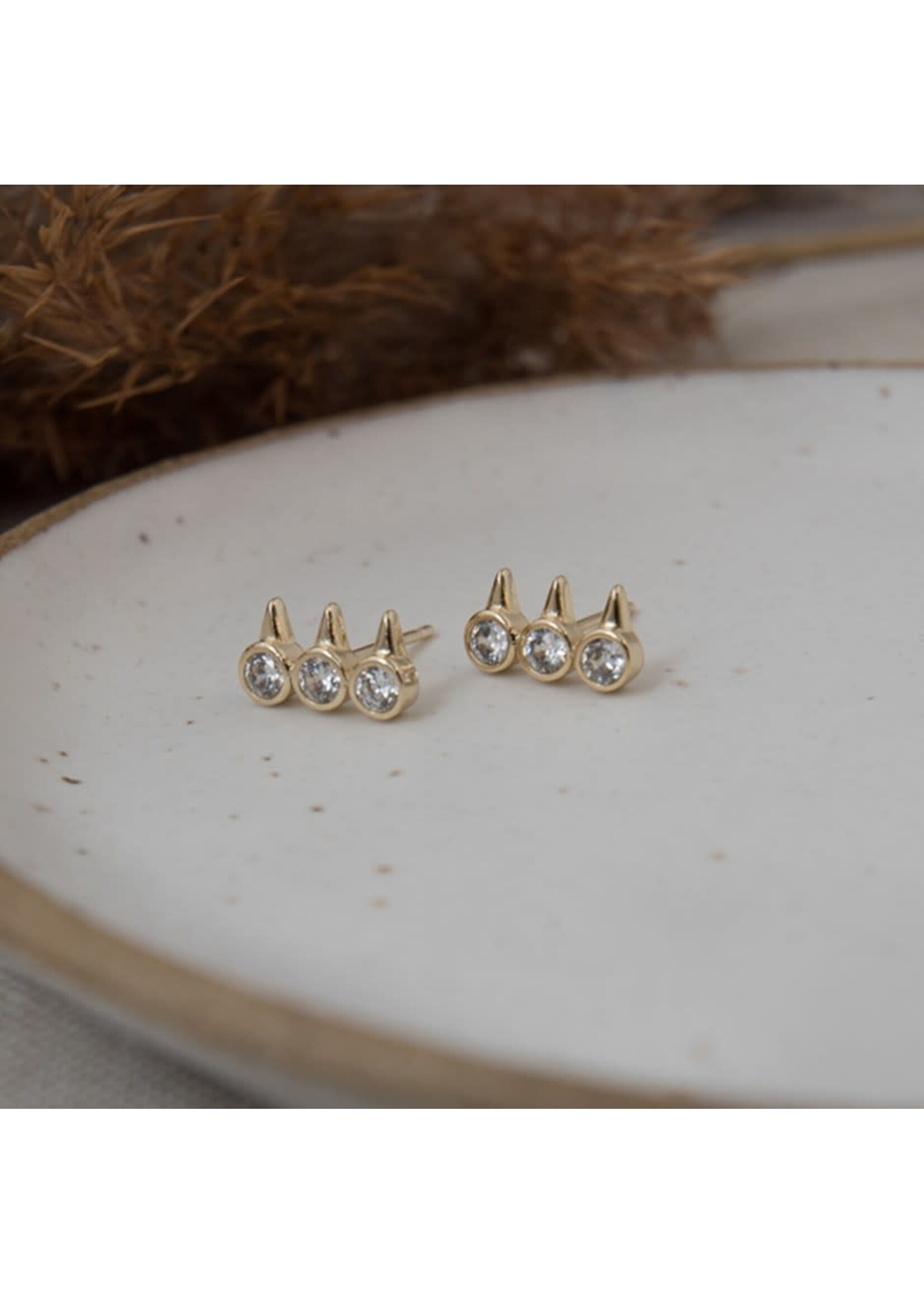 Temptress Studs-gold-clear