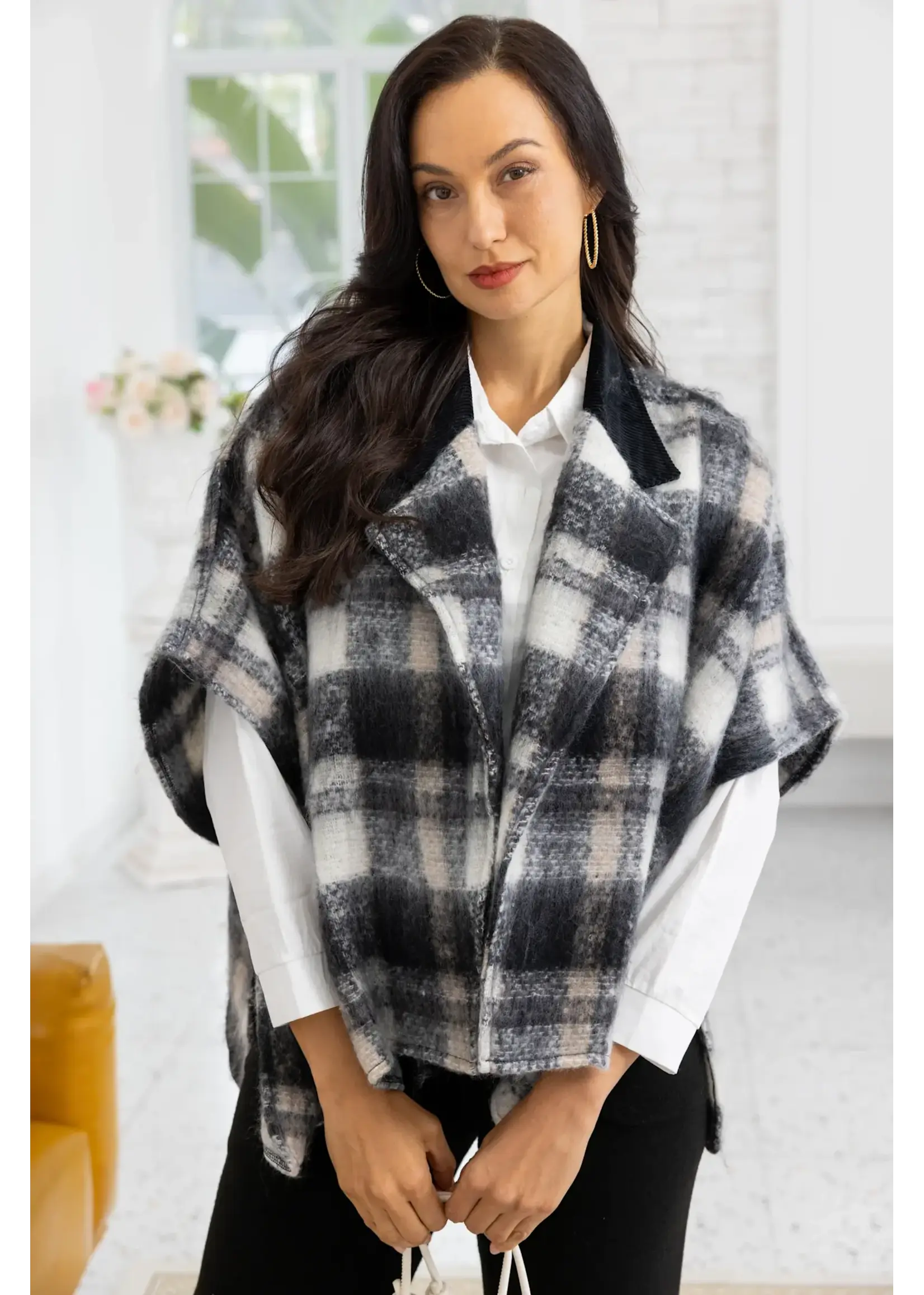 Orange Fashion Village Belle Plaid Jacket - Black