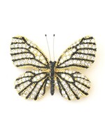 Brooch with Swarovski Clear, Black and White Opal Crystals