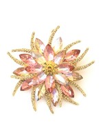 Brooch with Light Colorado Topaz and Multi-Colored Crystals
