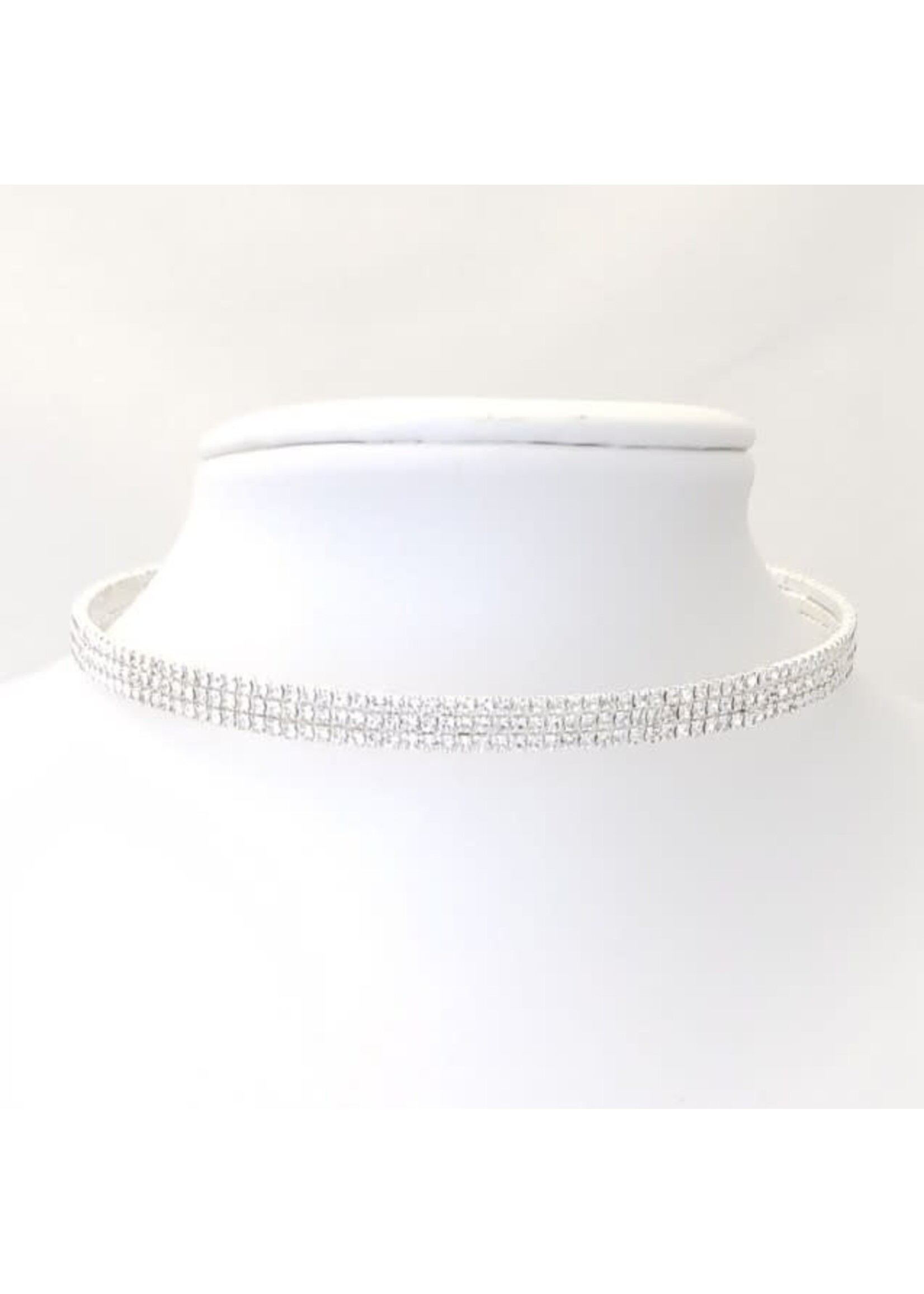 Silver Choker with Clear Crystals