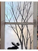 Diana Jenkins Hand painted Vintage Window Moose 20” x 47”