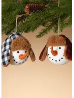 SET OF 2 HOLIDAY SNOWMAN HEAD ORNAMENTS